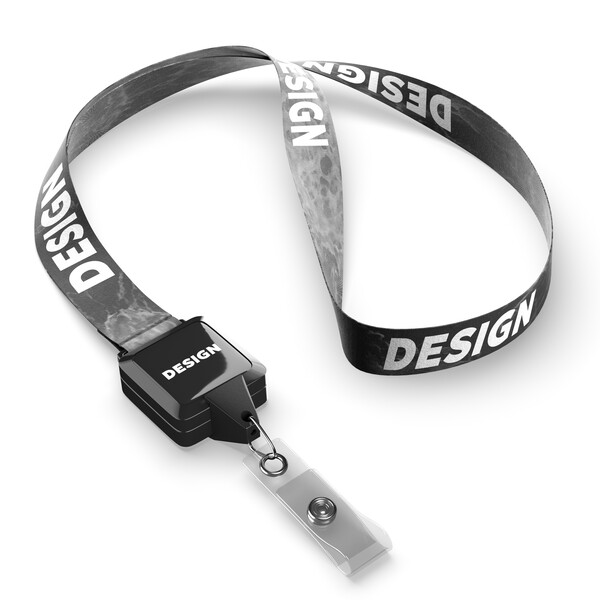 Polyester sublimation lanyard with square shape badge reel - 20mm width