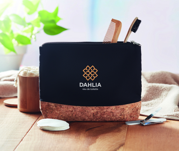 Cork & cotton cosmetic bag Porto Bag - Black
