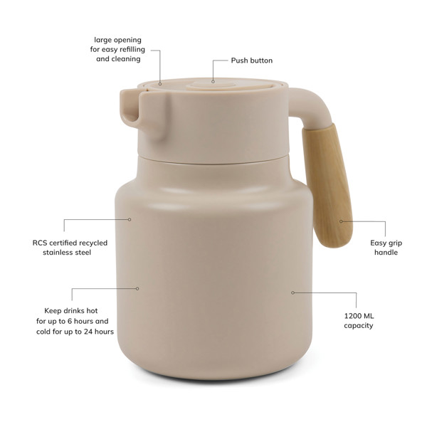 VINGA Arbe RCS vákuová kanvica 1200 ml - Béžová