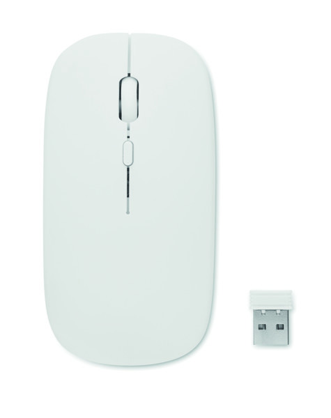 Brezžična miška Curvy C, 500 mAh, recikliran ABS - Bela