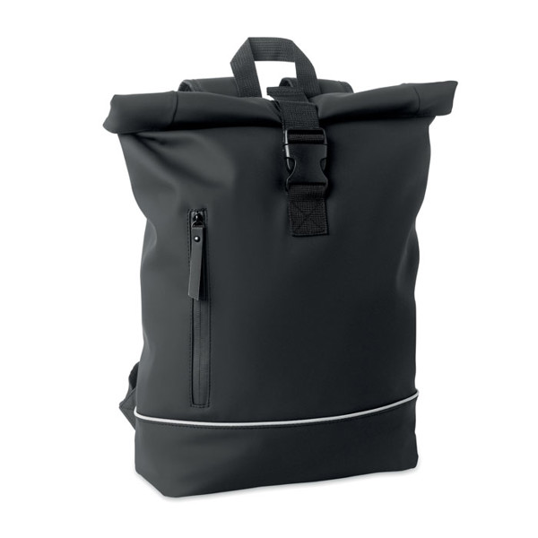 Laptop 15" roll top PU backpack Laptosa - Black
