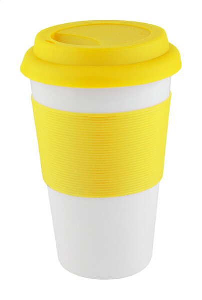 Mug en céramique et silicone Soft Touch - Jaune / Blanc