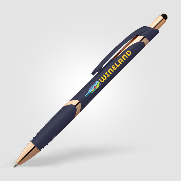 Stylo Joplin Softy Rose Gold avec Stylet - Bleu marine / Jet d’encre 4 couleurs