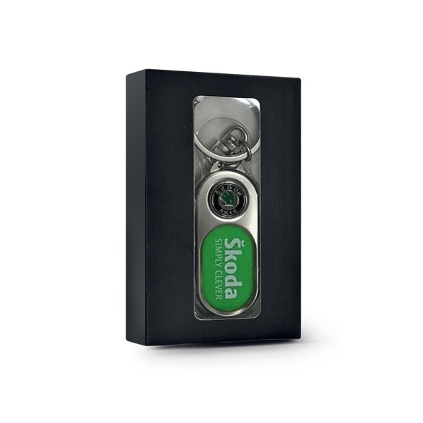 METAL KEYRING + PLASTIC INSERT - Blanc / 