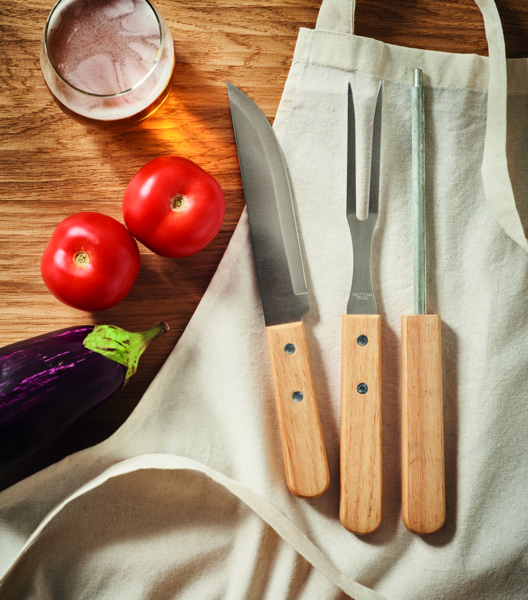 Tooldera BBQ Set Stainless Steel, Wooden Handles