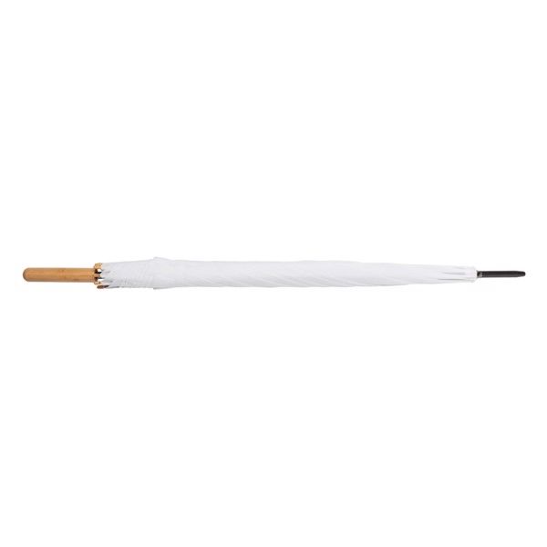 Impact Aware™ RPET dežnik, bambus, avto. odpiranje, 137 cm -Bela