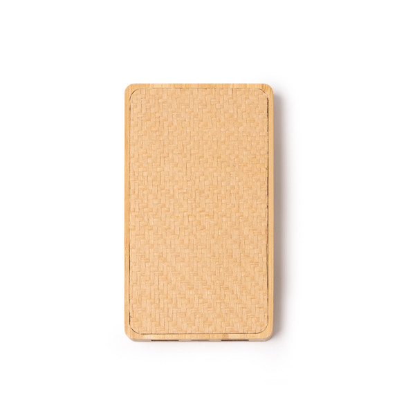 Personalised bamboo power bank 8000 mAh with USB-C port