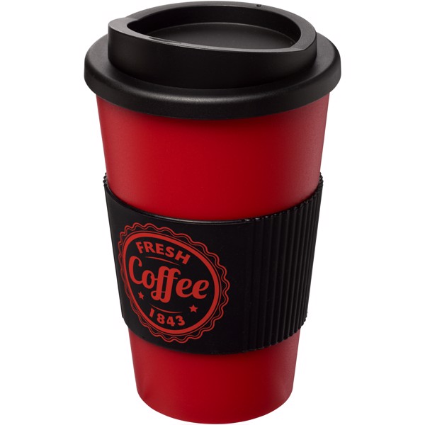 Bicchiere termico da 350 ml con impugnatura Americano® - Nero / Rosso