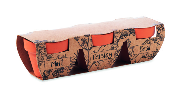 Terracotta 3 herb pot set Flowerpot