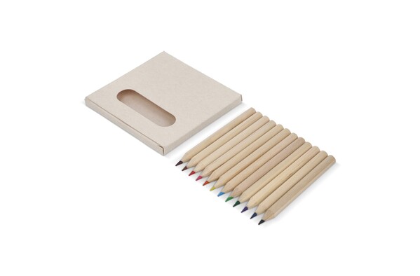 12 colouring pencils in recycled milkcarton box
