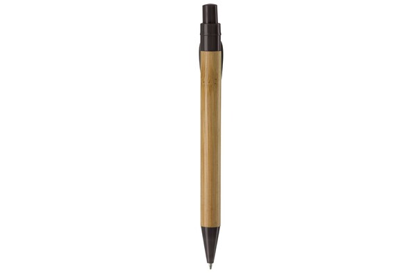 Bamboo pen with plastic leafclip - Black