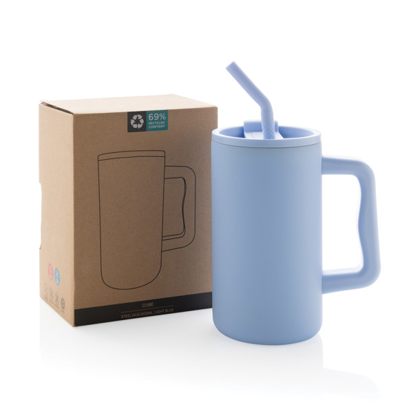 Hrnček Cube 800 ml z recykl. ocele s certifikáciou RCS - Svetlo Modrá