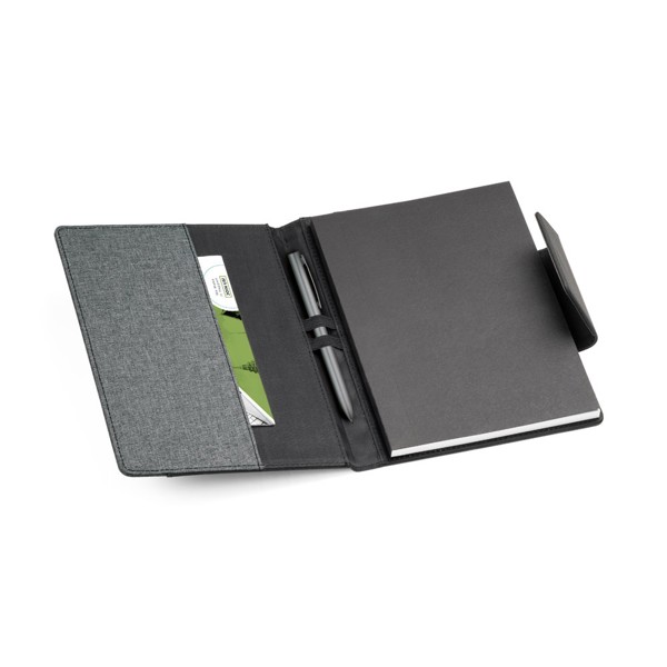 RUSSEL. PU and polyester fabric cover with A5 notebook - Grey