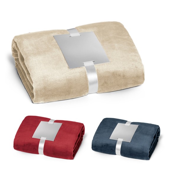 DYLEAF. (240 g/m²) fleece blanket with ribbon wrap and personalisation card - Beige