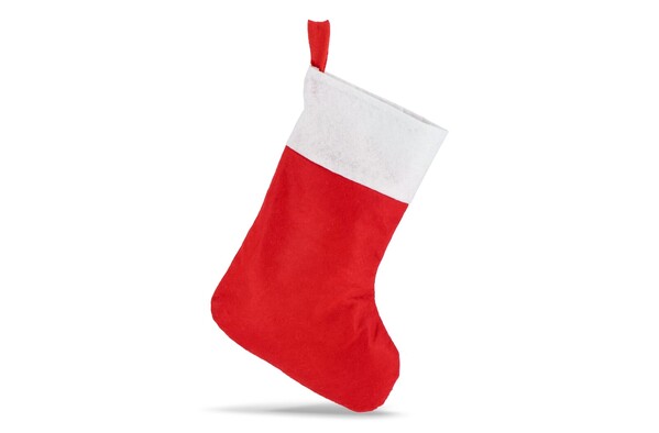 Bas de Noël en feutre 40 cm - Blanc / Rouge