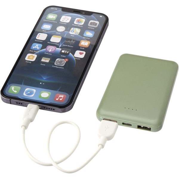 Power bank da 5000 mAh di Tipo C in plastica riciclata Asama - Verde melange