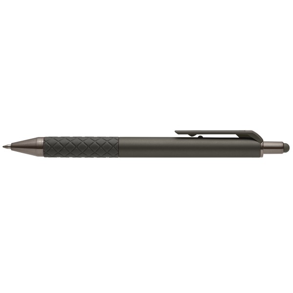 Islander Gel Retractable Monochrome Softy Pen w/Stylus - Gunmetal / 4 Color inkjet