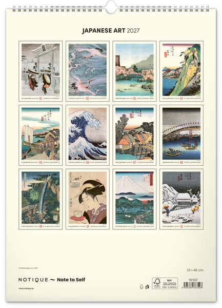 Notique Nástěnný Kalendář Vintage Plakáty – Japonské Umění 2027, 33 x 46 cm