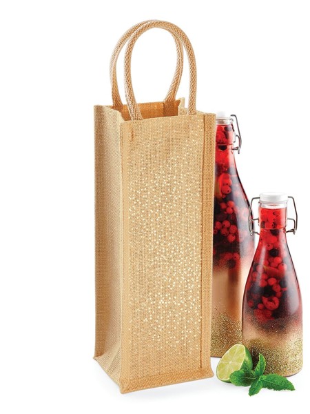 Shimmer Jute Bottle Bag