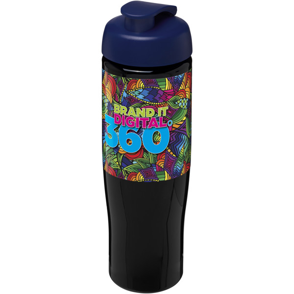 Bouteille de sport H2O Active® Tempo 700ml avec couvercle à clapet - Noir / Bleu