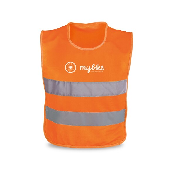MIKE. 100 % polyesterová reflexná detská vesta - Oranžová