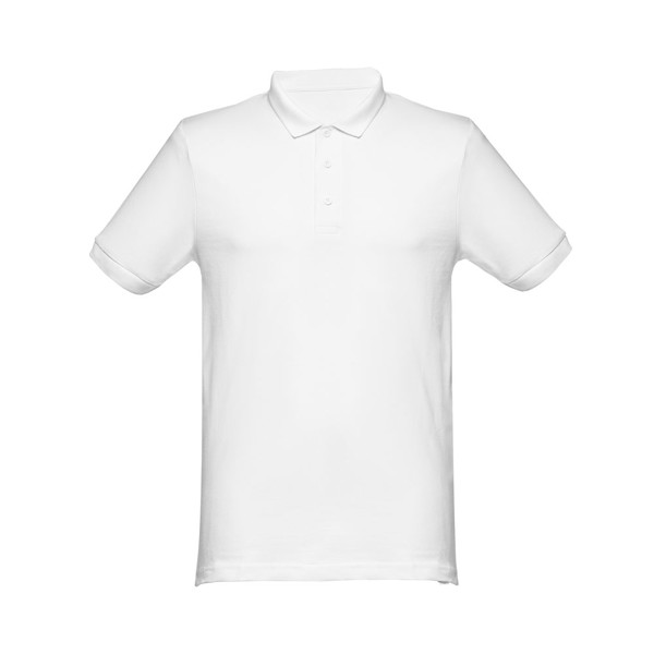THC MONACO WH. Men's short-sleeved piqué polo shirt in 100% cotton - White / S