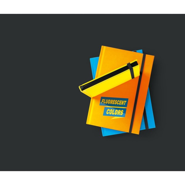 WATTERS. Bloco de notas A5 em PU fluorescente com folhas pautadas - Amarelo