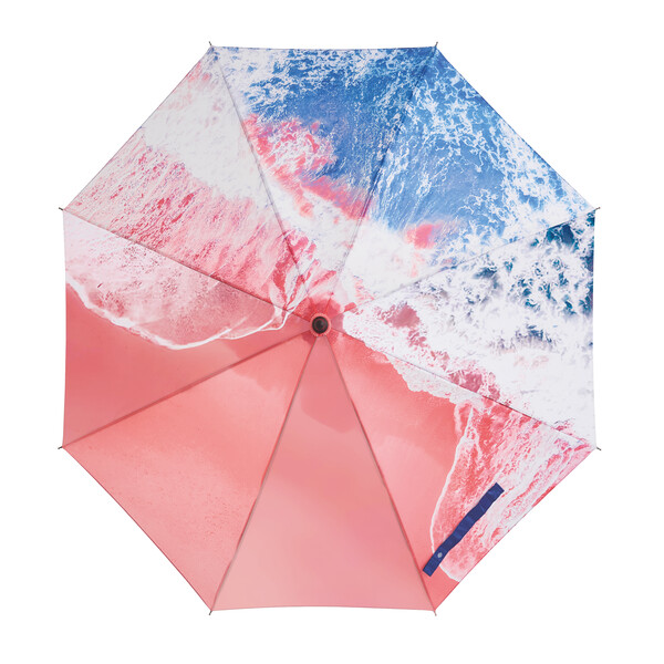 All-over printed 23”, windproof auto opening umbrella with hard plastic handle - Full colour