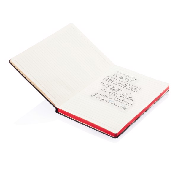 Deluxe hardcover A5 notebook with coloured side - Red / Black