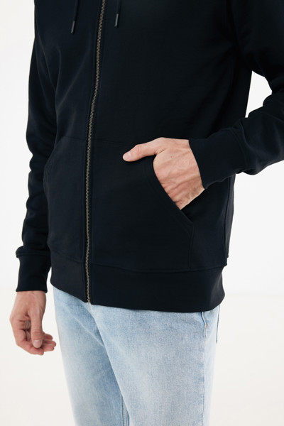 Mikina na zip s kapucí IQONIQ Abisko z recykl. bavlny - Černá / XL