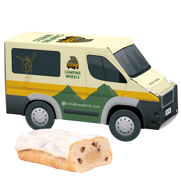 3D present van, mini stollen | 1 KuchenMeister mini stollen, 80 g
