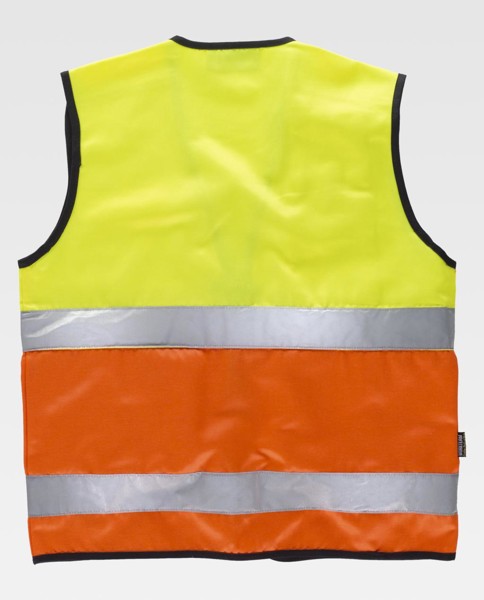 Colete Safari Combinado com Fitas Refletoras - Alta Visibilidade Amarelo / Laranja 