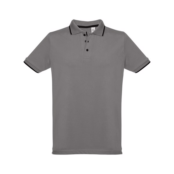 THC ROME. Polo bicolore en coton pour hommes - Gris / S