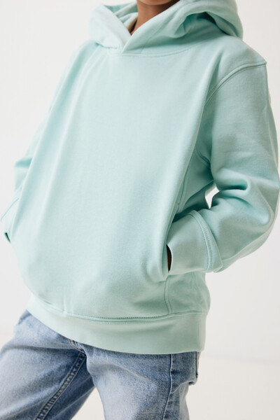 IQONIQ Yengo kids recycled cotton hoodie with sidepockets - Crushed Mint / 34