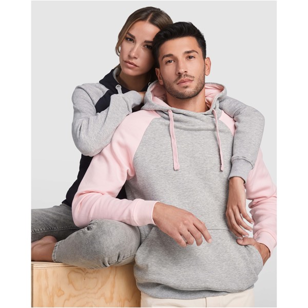 Felpa con cappuccio unisex bicolore Badet - Grigio melange / Blu royal / 3XL