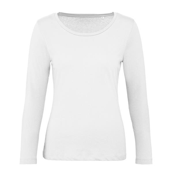T-Shirt B&C Inspire Manga Comprida Women - 100% Algodão Orgânico Ou Em Conversão - Branco / 2XL