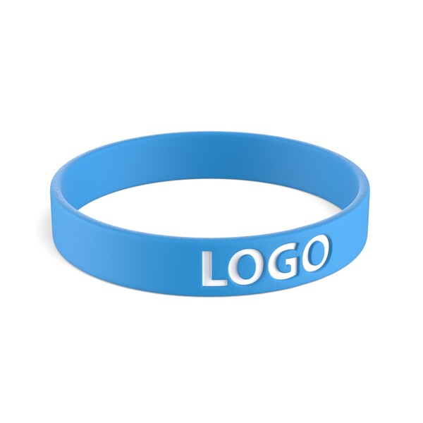Pulsera de silicona personalizada (12mm width) - Azul cian frío / 18x1.2x0.2cm