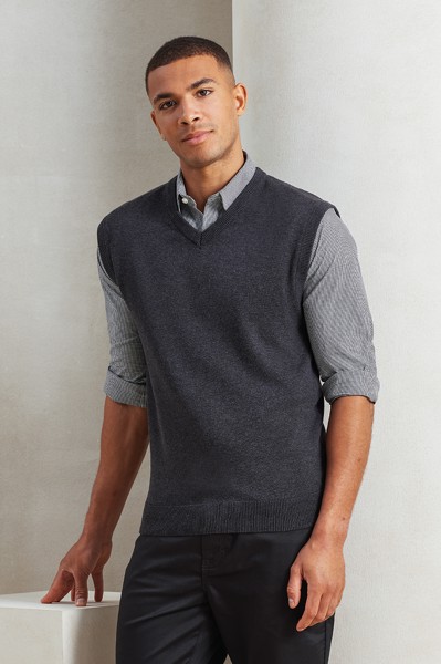 Men's V-Neck Sleeveless Sweater - Black / 2XL