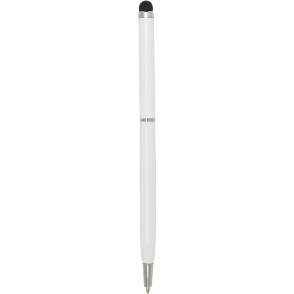 Ore aluminium ballpoint pen with stylus (blue ink) - White