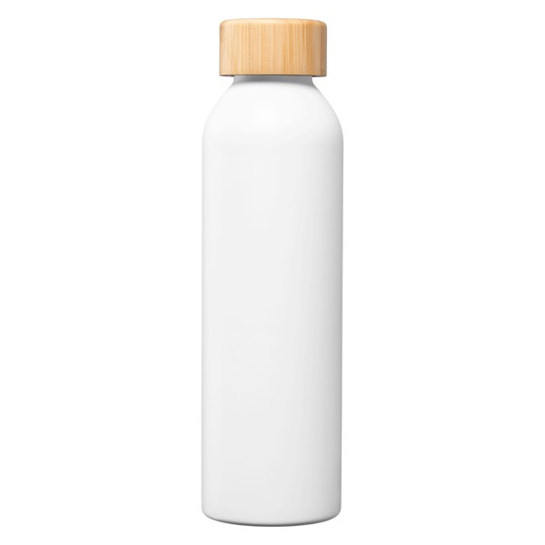 Eden Recycled Stainless Steel Bamboo Lid Water Bottle - 590 ml - White / Laser