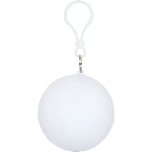 Fog poncho in round plastic container with carabiner - White