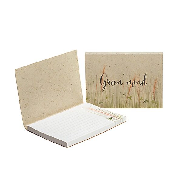 Grass paper soft cover with recycled sticky notes (EU made) - Full colour