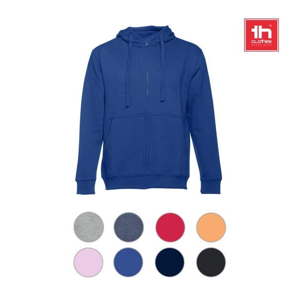 THC AMSTERDAM. Men's hoodie in cotton and polyester with full zip - Navy Blue / XL