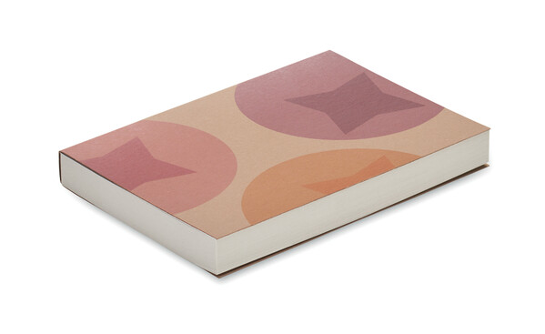 Recycled paper soft cover with 100 sticky notes (EU made) - Full colour