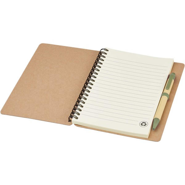 Blocco note riciclato con penna Priestly - Verde melange / Naturale