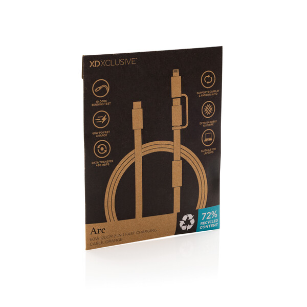 Rychlonabíjecí kabel Arc 2 v 1 z RCS 60W 120 cm - Oranžová
