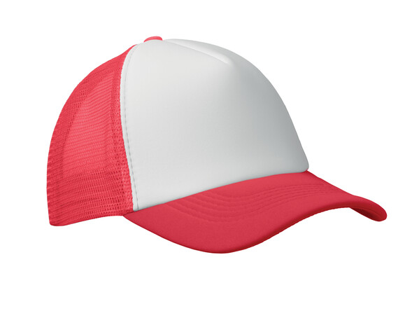 CZAPKA TRUCKER Z 5 PANELAMI Bubble - Biały / Czerwony