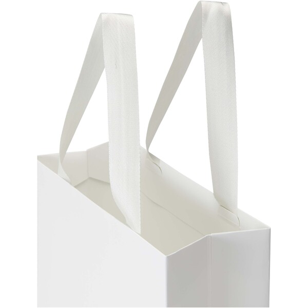 Smartfold 230 g/m2 paper bag with ribbon handles and gloss lamination -  24 x 10 x 24 cm - White