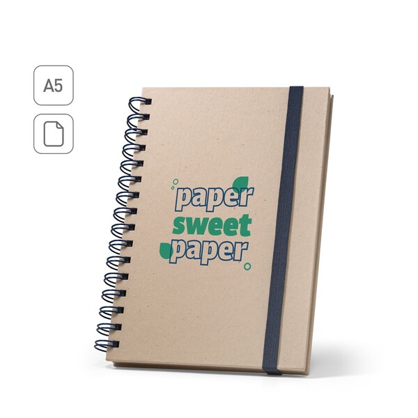 PROUST. Cahier A5 à spirales, couverture rigide, en papier de canne à sucre (80% canne à sucre) avec pages unies