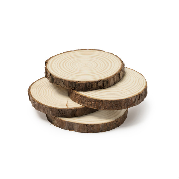 Set of personalized natural pine wood coasters with eco gift box